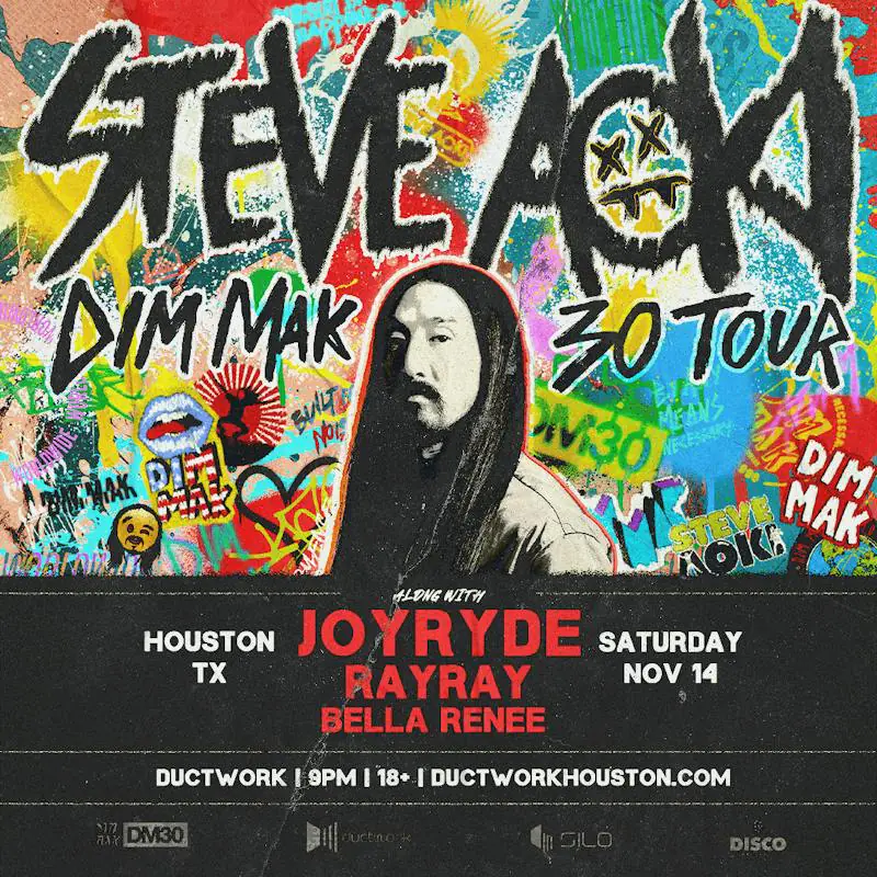 Steve Aoki flyer for Ductwork Houston at Ductwork Houston