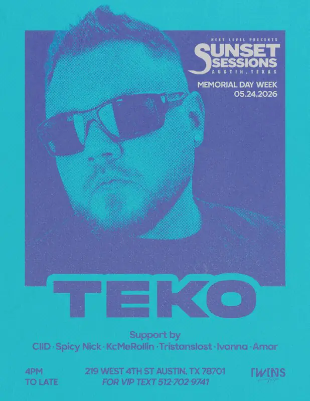 SUNSET SESSIONS 5.24 flyer for Sunset Sessions at Twins Nightclub