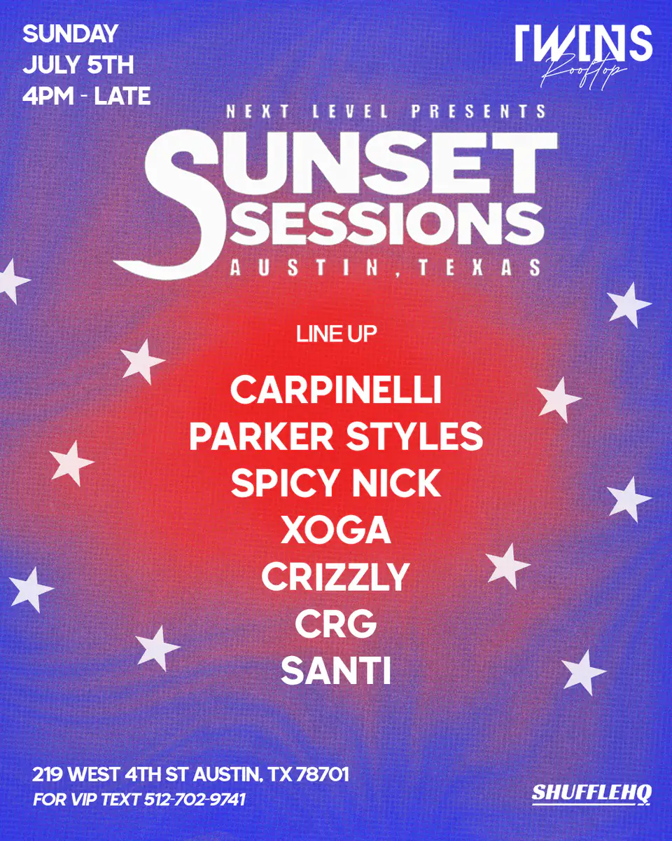 SUNSET SESSIONS 7.5 flyer for Sunset Sessions at Twins Nightclub