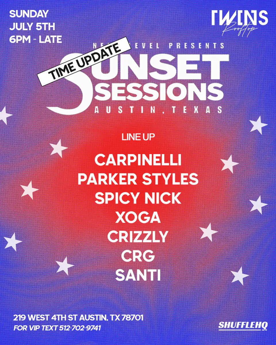 SUNSET SESSIONS 7.5 flyer for Sunset Sessions at Twins Nightclub