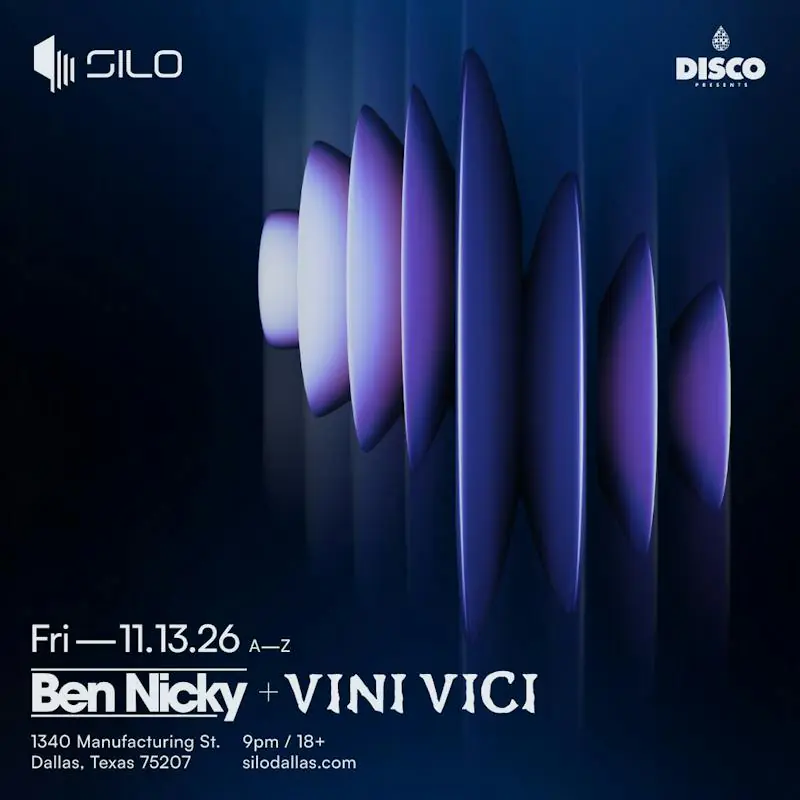 Ben Nicky + Vini Vici flyer for Silo at SILO Dallas