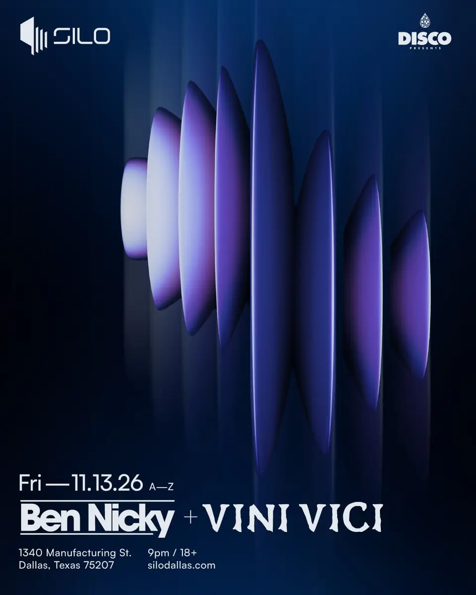 Ben Nicky + Vini Vici flyer for Silo at SILO Dallas
