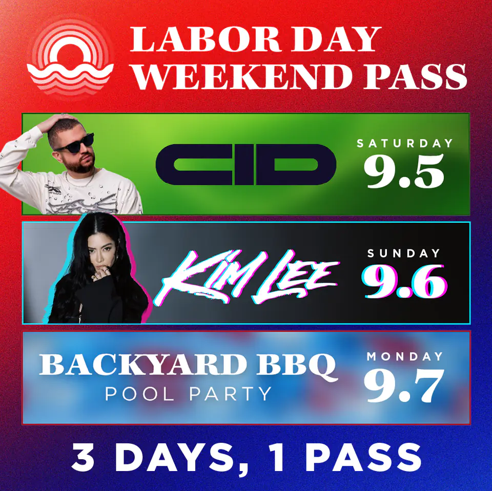 Labor Day Weekend Pool Party Pass flyer for Deep End at Village Beach Club
