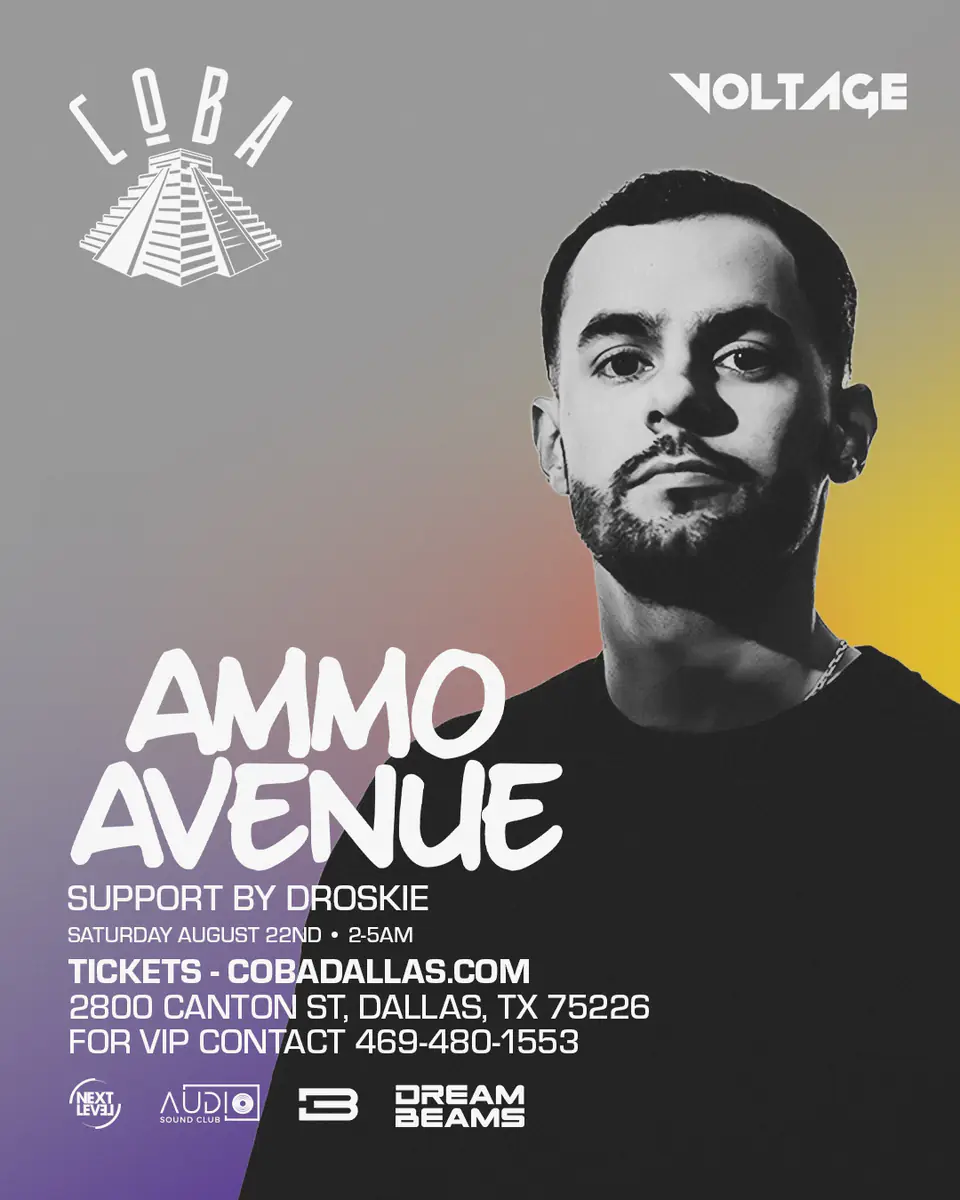 Ammo Avenue at Coba 8.22 flyer for COBA at Coba Dallas