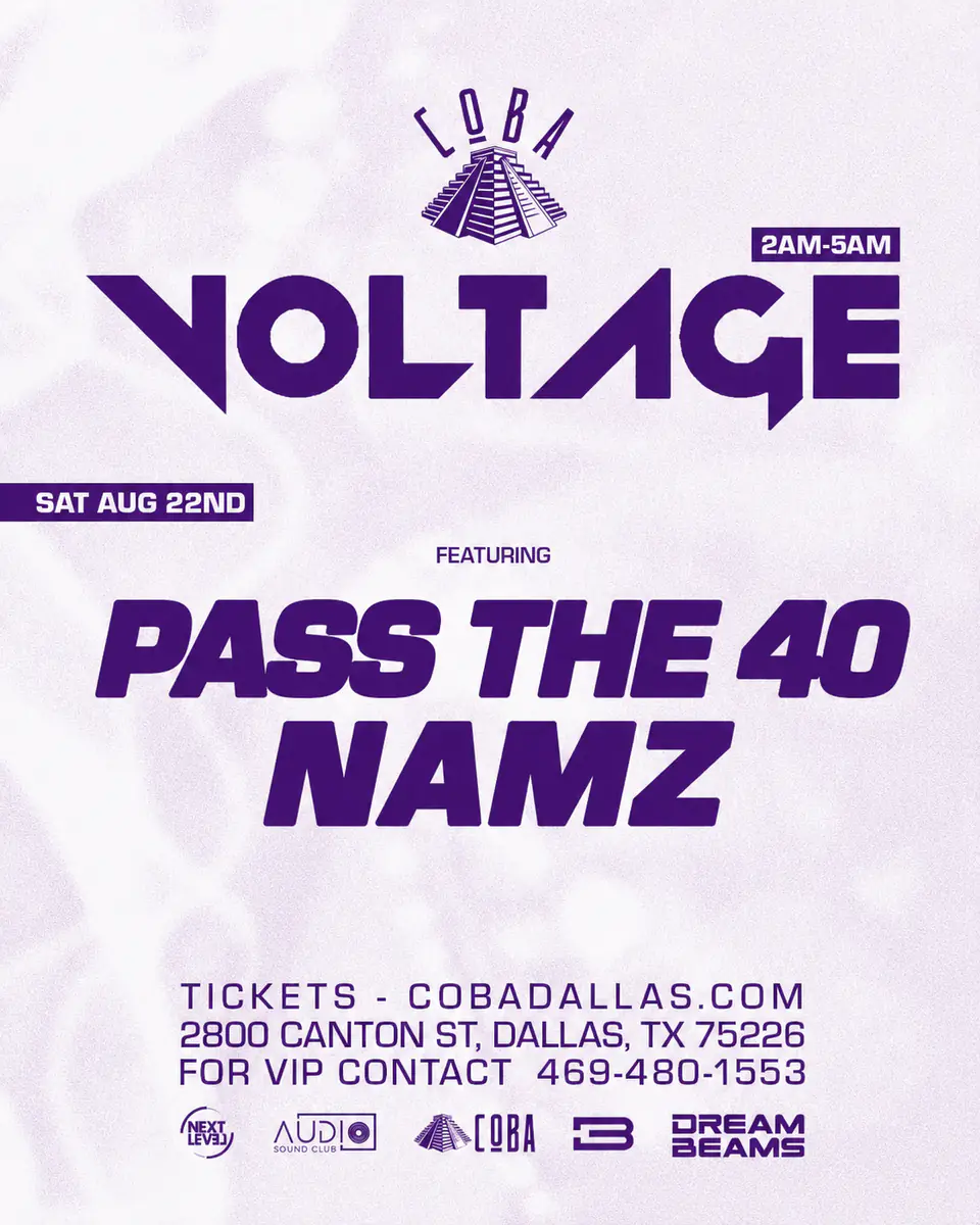 Voltage at Coba 8.22 flyer for COBA at Coba Dallas