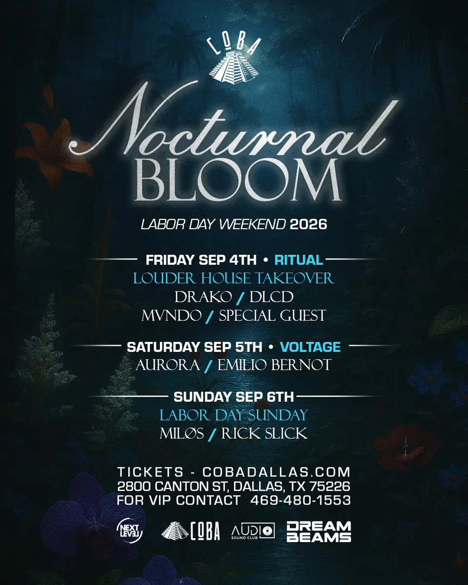 Nocturnal Bloom LDW'26 at Coba flyer for COBA at Coba Dallas