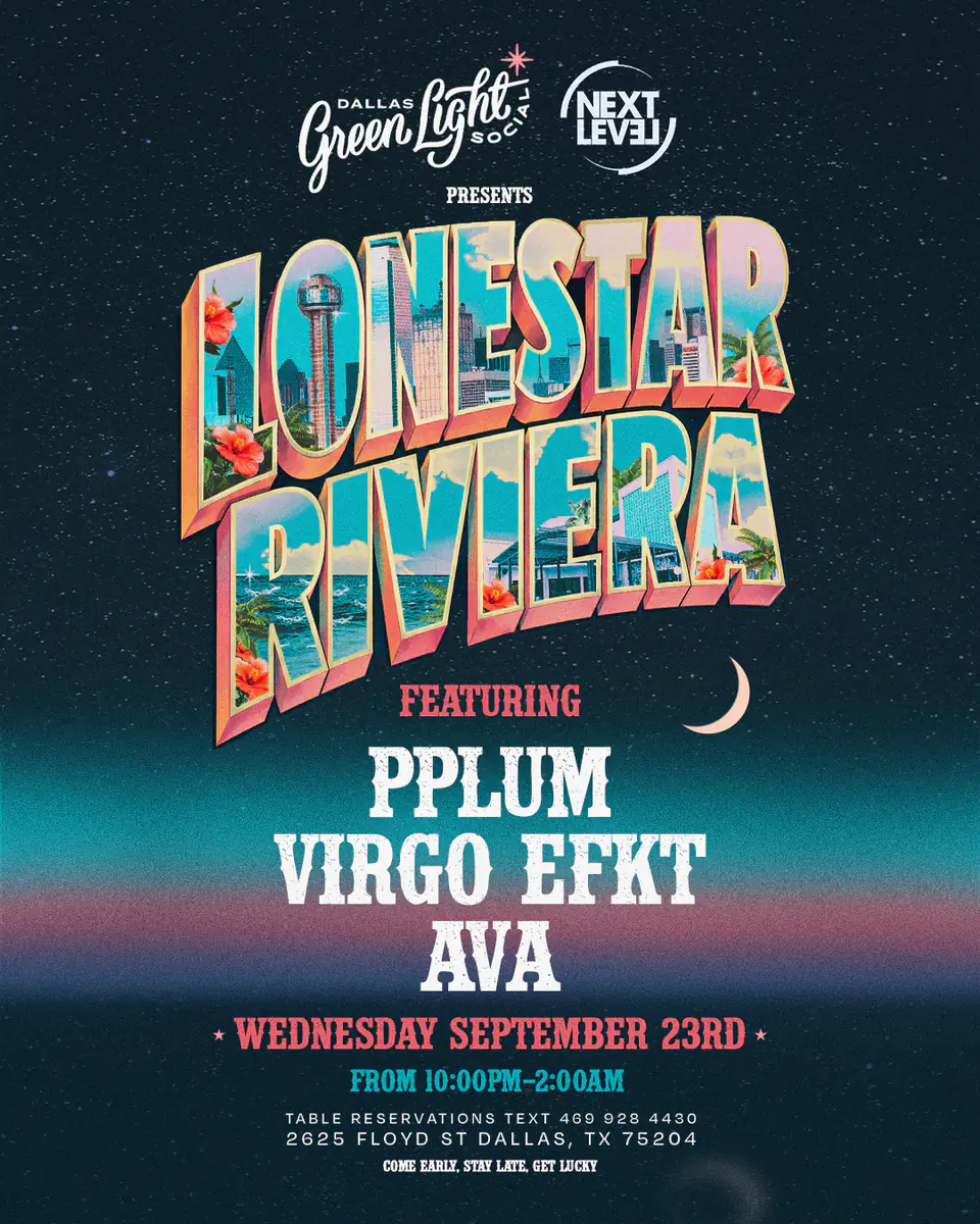 LONESTAR RIVIERA flyer for Sunset Sessions at Green Light Social Dallas