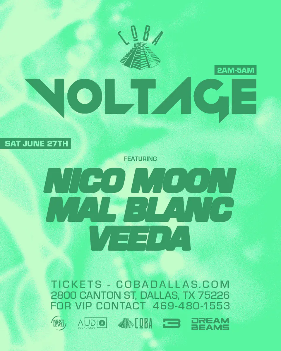 VOLTAGE Saturdays at Coba 6.27 flyer for COBA at Coba Dallas