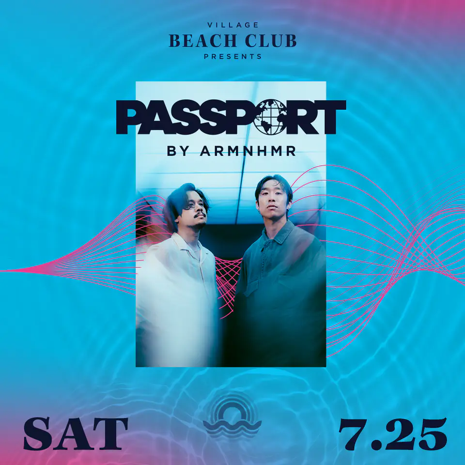 ARMNHMR Presents Passport at Village Beach Club flyer for Deep End at Village Beach Club
