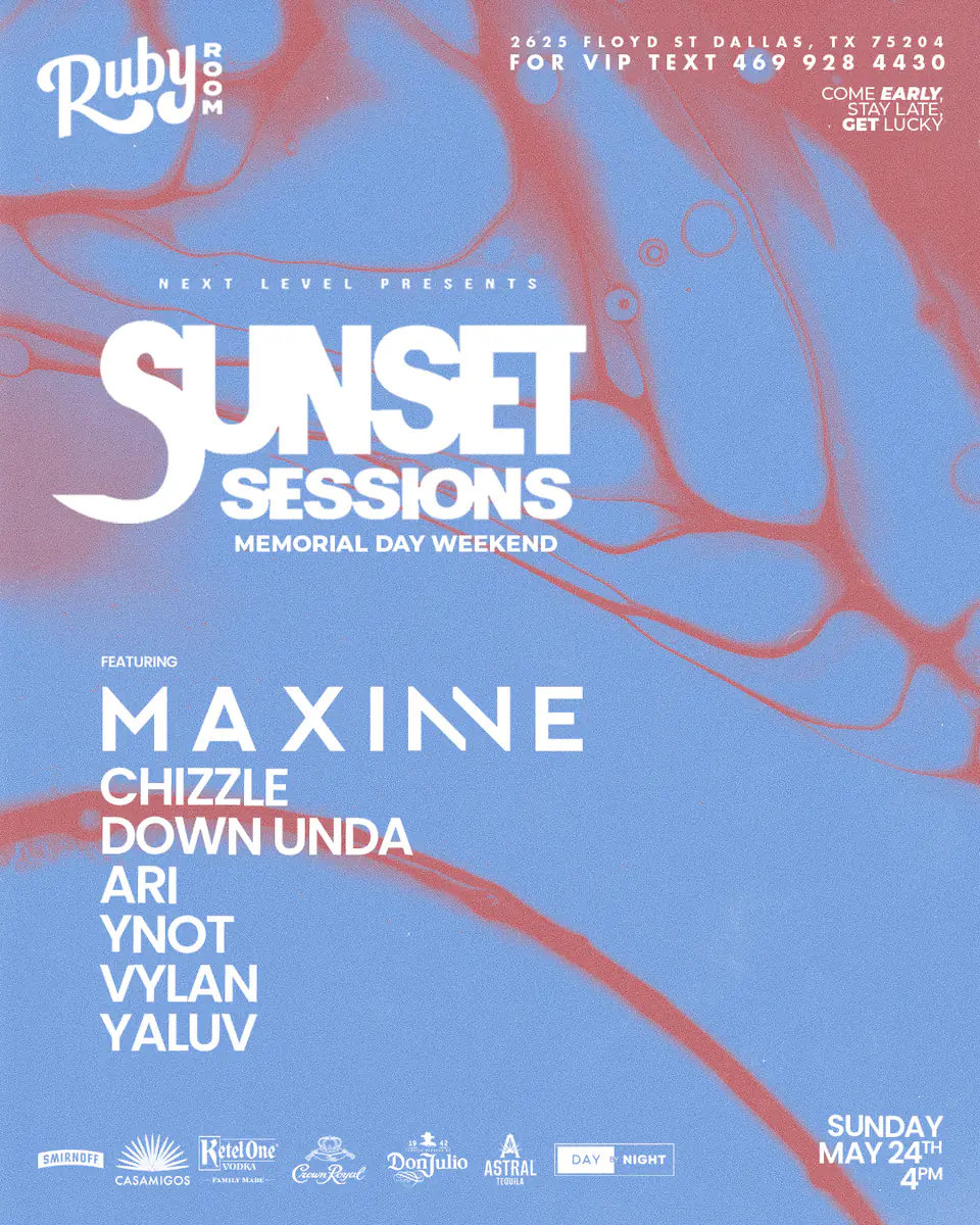 SUNSET SESSIONS - 5.24 flyer for Sunset Sessions at Green Light Social Dallas