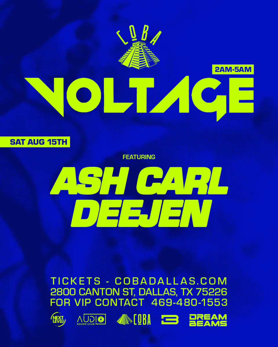 VOLTAGE Saturday at Coba 8.15 flyer for COBA at Coba Dallas