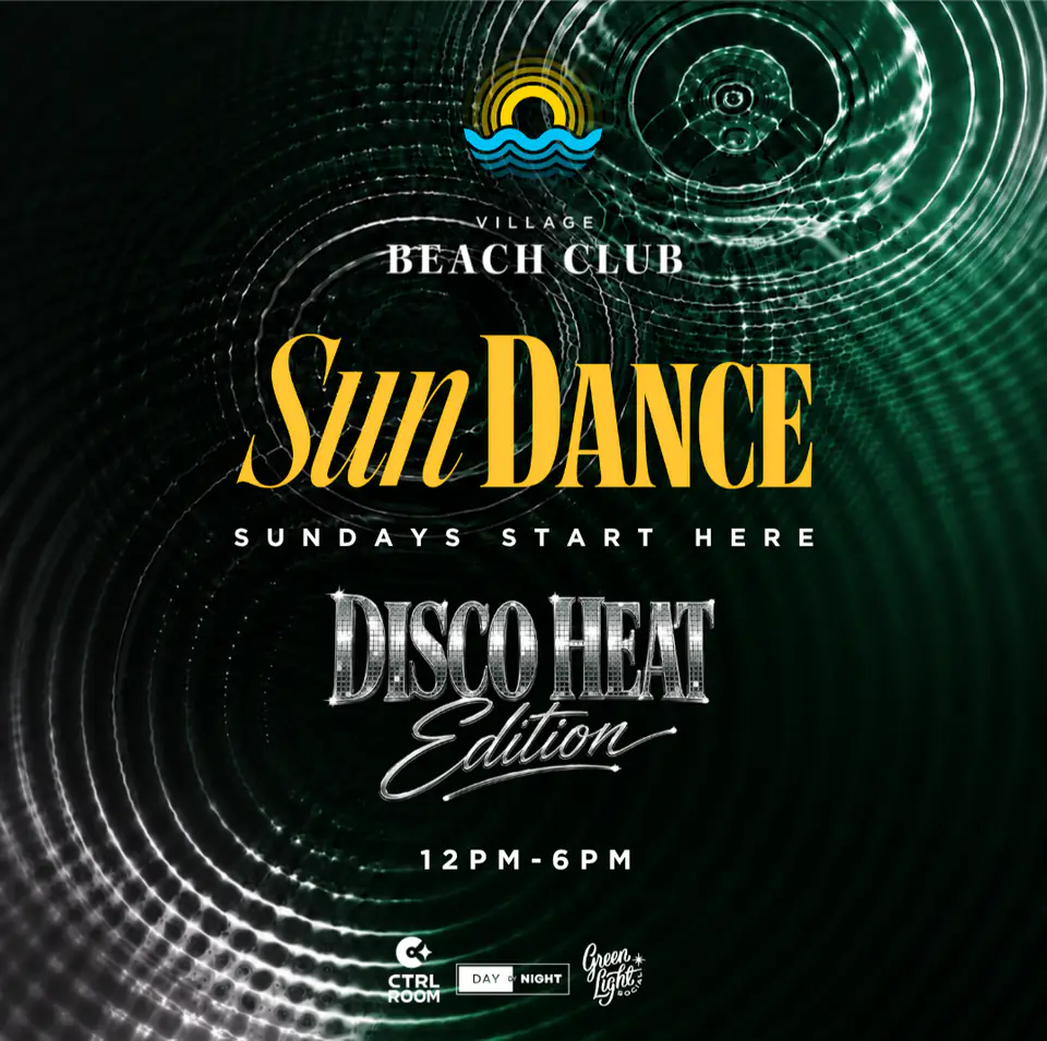 Sundance Sunday | Disco Heat flyer for Deep End at Village Beach Club