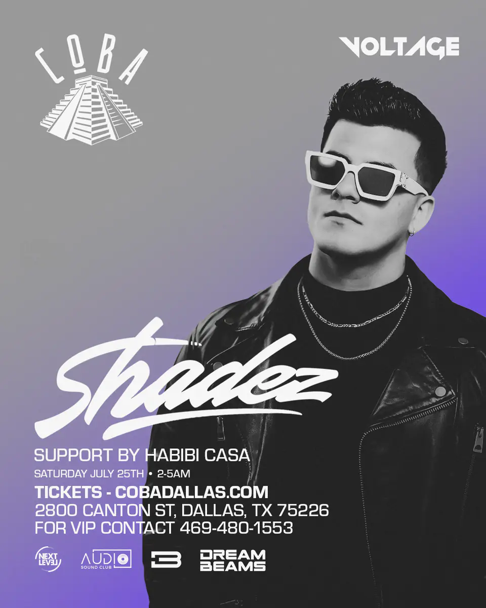 Shadez at Coba 7.25 flyer for COBA at Coba Dallas