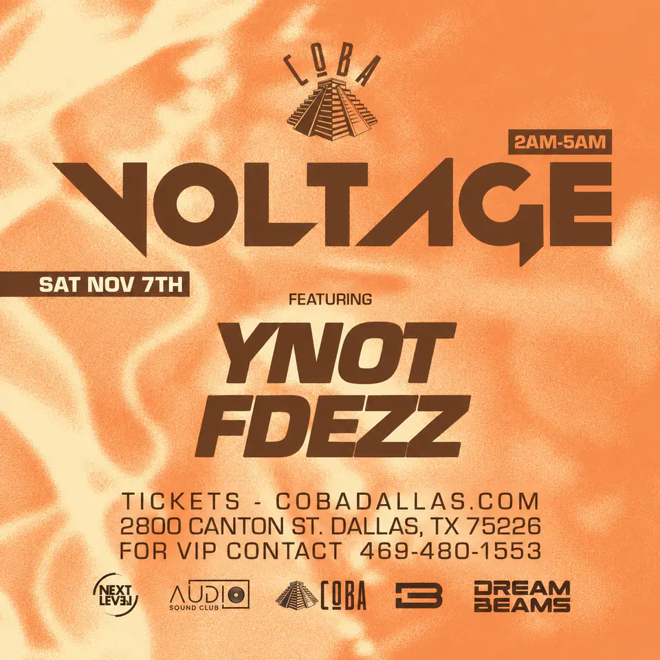 VOLTAGE at Coba 11.7 flyer for COBA at Coba Dallas