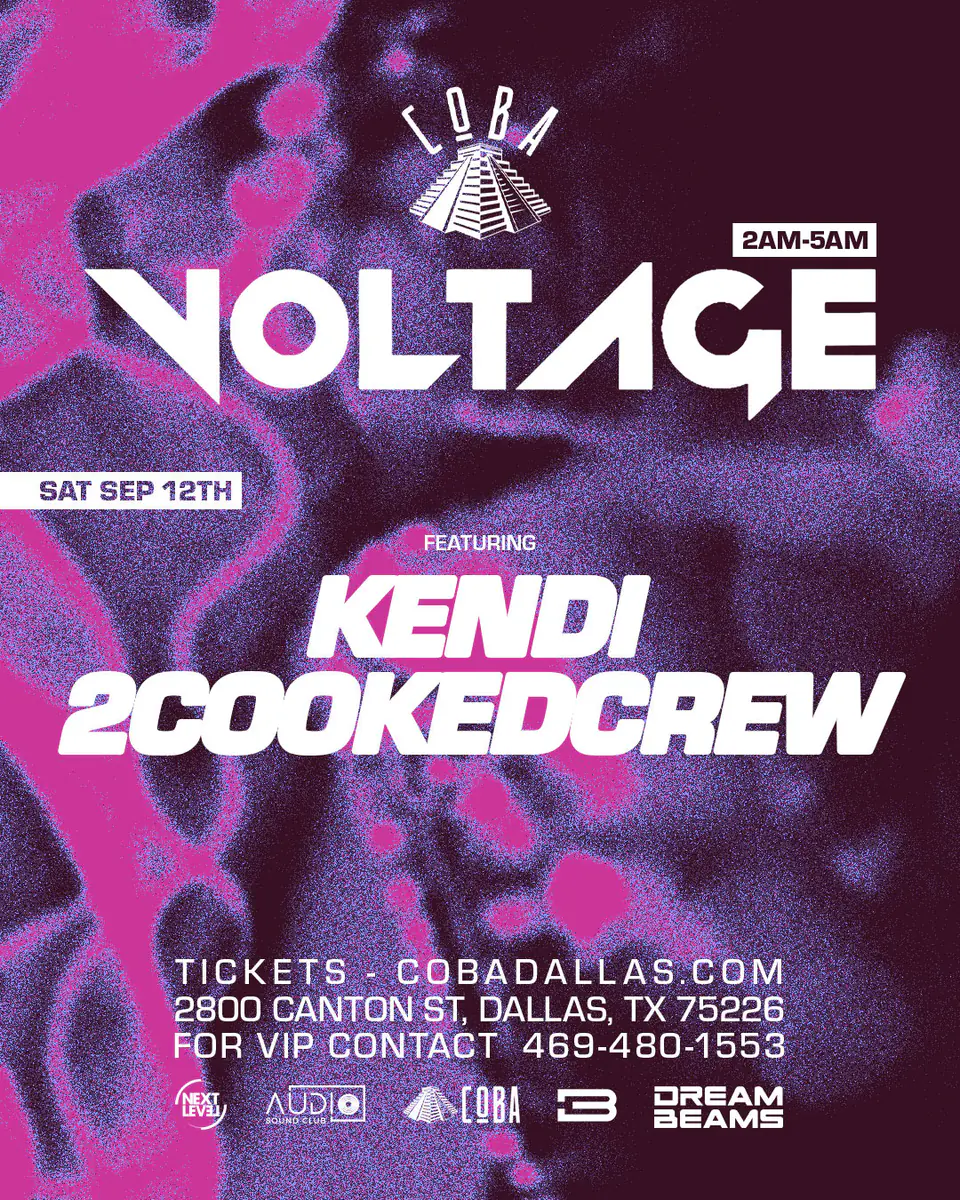 VOLTAGE Saturday's at Coba flyer for COBA at Coba Dallas