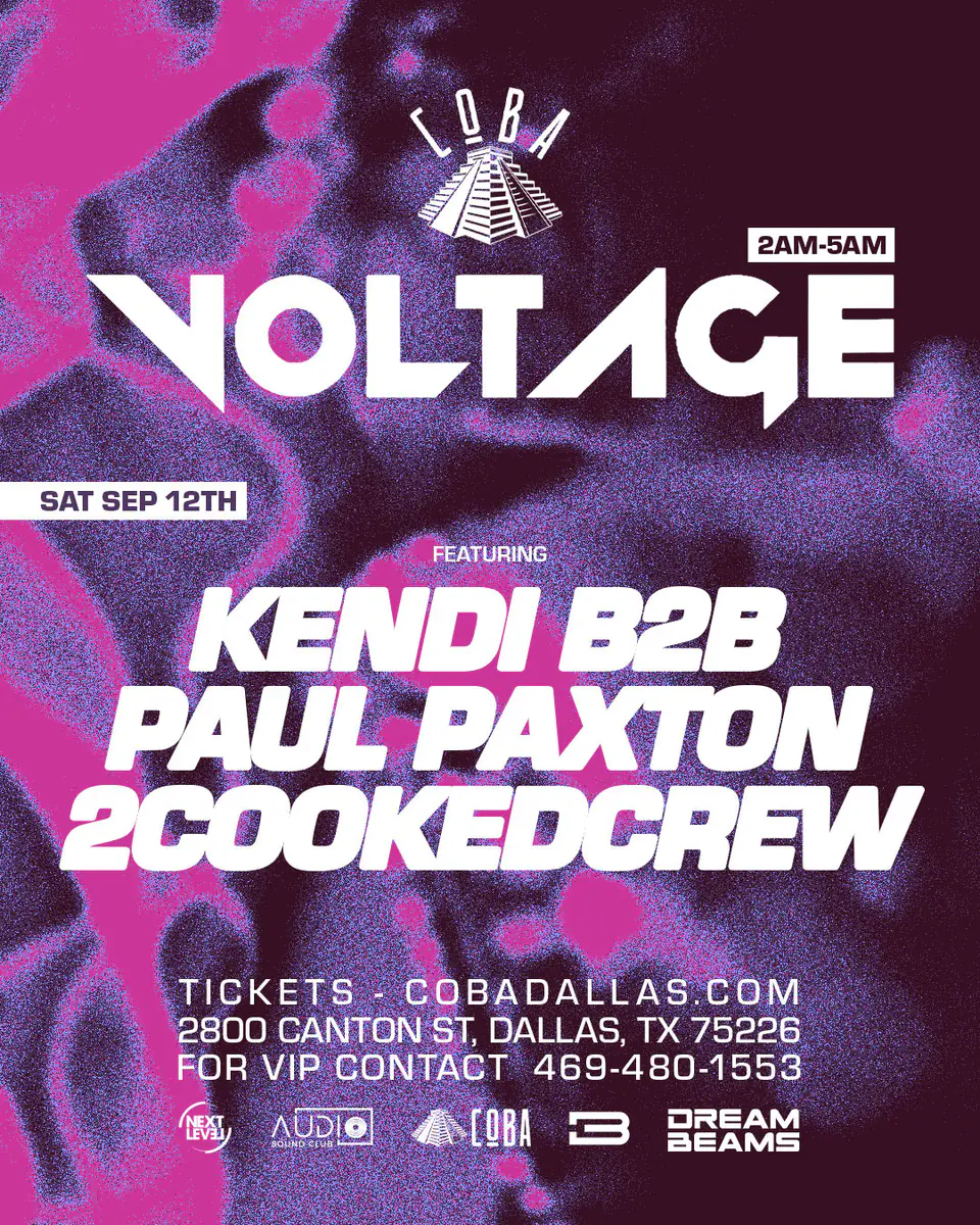 VOLTAGE Saturday's at Coba flyer for COBA at Coba Dallas